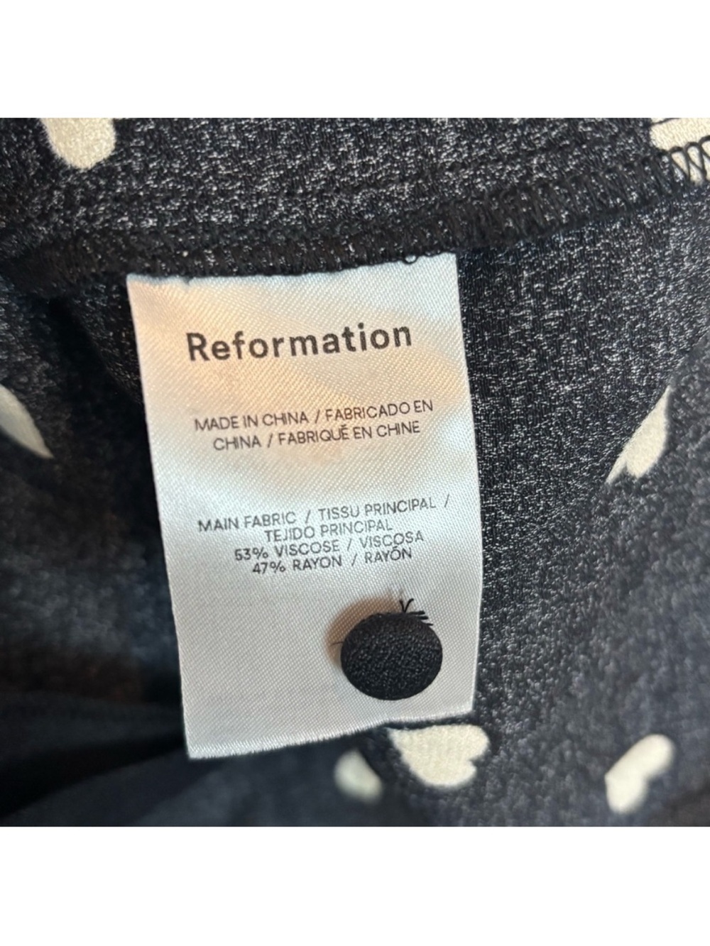 Reformation Black & White Heart Blouse Top Medium - Picture 9 of 10